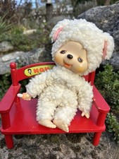 2 Monchichi Sekiguchi Schaf Kathinka Affe mit Wackelaugen Sitzbank