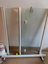 Schulte Badewannenfaltwand rahmenlos Faltwand alpinweiß Glas für Wanne/Badewanne