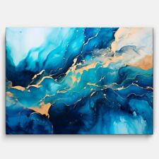 Bild XXL Abstrakt Blau Gold