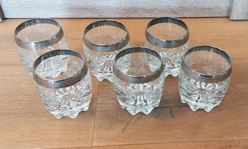 Whiskey glas mit silberrand - 6x,