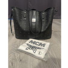 Mcm leder tragetasche schwarz - leder,