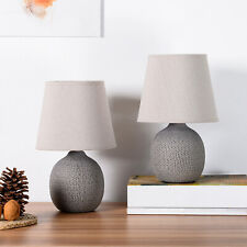 2er Set Boho Nachttischlampen Braun Beige 29 cm Ethno Tischlampen Vintage Stil