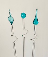 3x Orchideenstab Glas Kugel