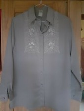 Damen Kleidung langarm Bluse Tunika Gr M 40 C&A grau