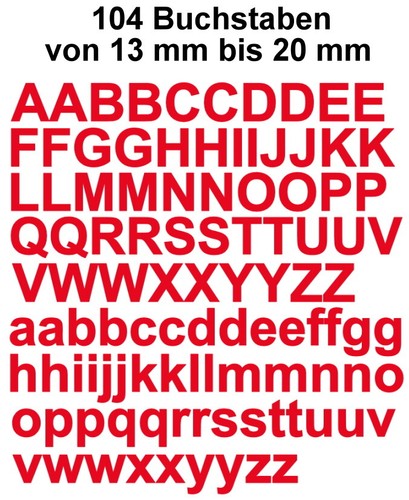 104 buchstaben rot aufkleber - 104,