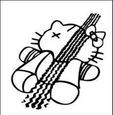 Hello Kitty überfahren Aufkleber Sticker KFZ Auto