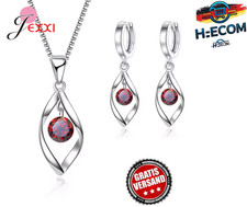 925 Silber Schmuckset Damen Halskette Perlen Design Ohrringe Hochzeit Party