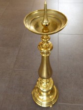 Altarleuchter Kerzenleuchter Messing vergoldet Gravur Ignaz Křesadlo 1892