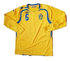 Umbro Schweden 2008 Heim Trikot Longsleeve gelb #6 PLAYER ISSUE Spieler Sz. L