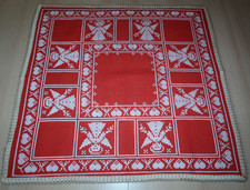 Schöne Weihnachtsdecke-Handarbeit-Stickerei-Engel-Herzen-Tischdecke-unben.