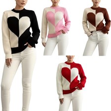 Damen kontrast herz - damen, pullover