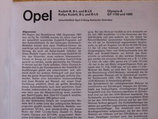 Werkstatthandbuch Opel Kadett-B, Rally Kadett. Olympia-A, GT 1100, 1900