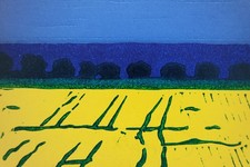 Farb-Linolschnitt „Rapsfeld
