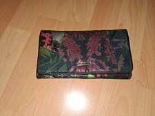 Auflösung NEU Damen Geldbeutel Portemonnaie Clutch blumen muster lila Kunstleder