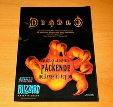 1996 Diablo PS1 PC Vintage Promo Poster / Ad Art Print Blizzard Werbung 