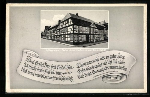 Fallersleben geburtshaus - ak,