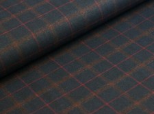 MANTELSTOFF Vintage Glencheck Schottenkaro Tweed ROT/SCHWARZ EUR 14,98/m