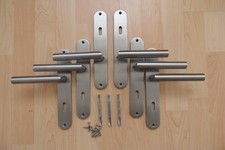 3x Langschild Drückergarnitur Edelstahl, Buntbart