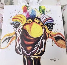 Leinwand mit Giraffe Rainbow 