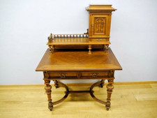 Gründerzeit Schreibtisch Nussbaum intarsiert um 1880