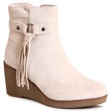 Damenschuhe Keilabsatz Stiefeletten Velours Keil Booties Ankle Boots Stiefel