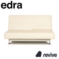 Edra Damier Leder Zweisitzer Creme Sofa Couch manuelle Funktion Schlaffunktion