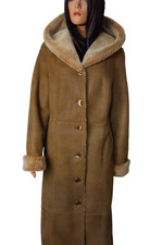 Herrlicher DUDEX  Lammfellmantel Gr.38 40  Kapuze Pelzmantel lang Shearling