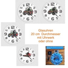 Wanduhr aus Glas mit Traktor