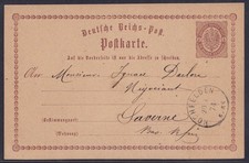 75760) HOCHFELDEN Elsass NDP-Stempel 1874 auf Postkarte