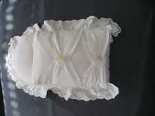 Weißes Steckkissen Taufkissen Baumwolle Baby Taufe Puppenwagen alt 1970