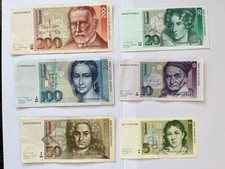 Deutsche Mark Schein Banknote neue Serie 5 10 20 50 100 200 DM Erhaltung! 385