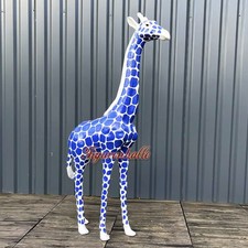Giraffe Garten Figur Statue weiß blau Gartenfigur Pop Art Deko Designer Pool