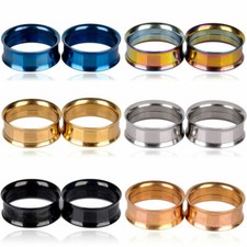 Paar 3-20MM Flesh Ohr Tunnel Plug Piercing Hollow Tube Double Flared Edelstahl
