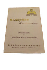 Ersatzteilliste Hagedorn Gabelheuwender Westfalia ab Baujahr ca. 1949
