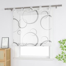 Transparent Raffrollo mit Schlaufen Kreise Raffgardine Küche Landhausstil Voile