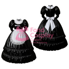 Sissy zofe Schwarz PVC bschließbares Kleid Kostüm Maßgeschneiderte G4112