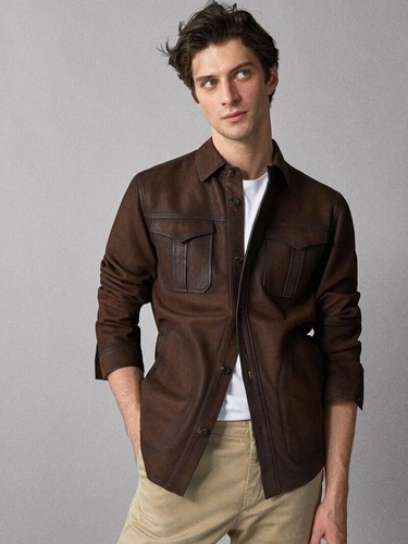 Neu herren hemdjacke - hemdjacke, braun