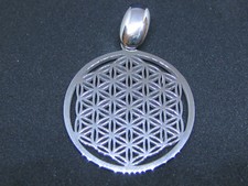Lebensblume + Band Ketten Anhänger Edelstahl Blume des Lebens / 613