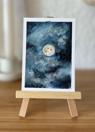 Original aceo moon dark sky - original,
