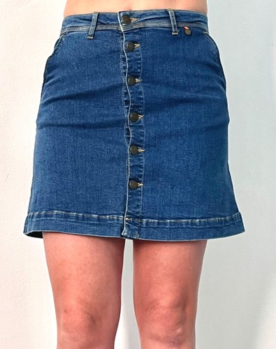 Blue denim mini skirt - blue,