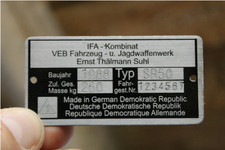 Typenschild für Simson SR50