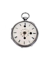 Interessante Spindel Taschenuhr mit Wecker Alarm 51mm Silber teildefekt