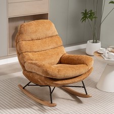 HOMCOM Schaukelstuhl Schaukelsessel Schneidersitz mit Rückenlehne Chenille-Optik