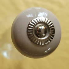 Türknauf 3 Stück Keramik Dekor beige rund Möbelknopf Schrankgriff