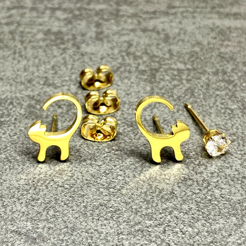 Katzen ohrringe set - set, gold