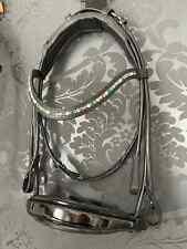 Kandare 2 in 1 rundgenäht schwarzes Leder Lackleder ohne Stirnriemen mit Zügel