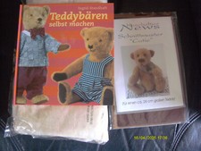 Teddybären Bastelpackung kompl. mit Teddystoff, Schnitt ect, sowie sowie Buch, T
