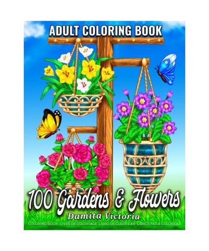 Adult coloring book 100 - coloring, garden