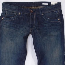 Damens Replay WV557 Regular Bootcut Baumwolle Blau Jeans W31 L34 Größe 38