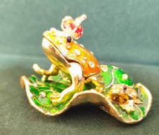 Froschkönig Schmuckdose - Metall Glitzersteine - edle Verpackung Ring